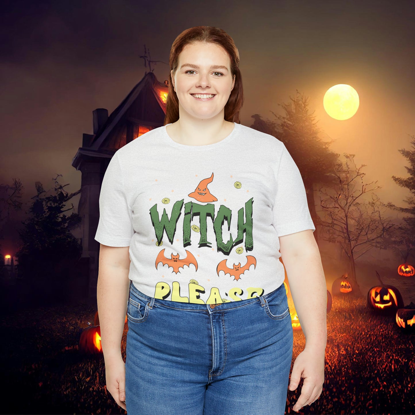 Witch Please Retro Groovy Halloween Unisex Jersey Short Sleeve Tee Gifts for Her Gifts for him