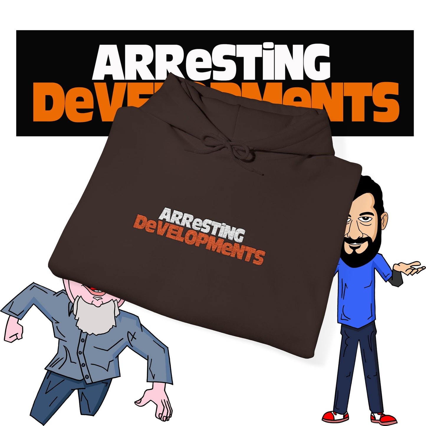 Arresting Developments Chaos Embroidered Hoodie – Official Podcast Merch for True Crime & Dabbleverse Fans Unisex Heavy Blend™ Hooded Sweatshirt