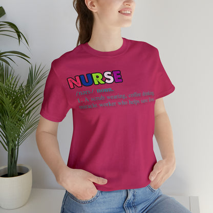 Definition of a Nurse Unisex Jersey Tee Bella+Canvas 3001 Healthcare Gift Medical Students, Soft Fabric, Various Sizes Available