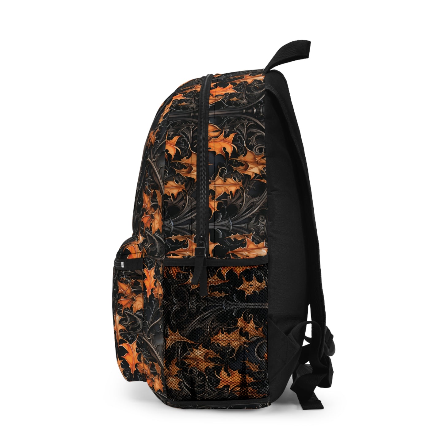 Halloween with Fall Leaves and Black Columns Back to School Backpack Gifts for Her Gifts for Him