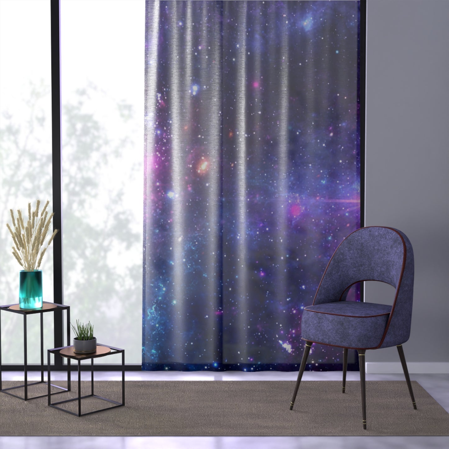 Purple Beyond the Stars Outer Space Out of this World Window Curtain