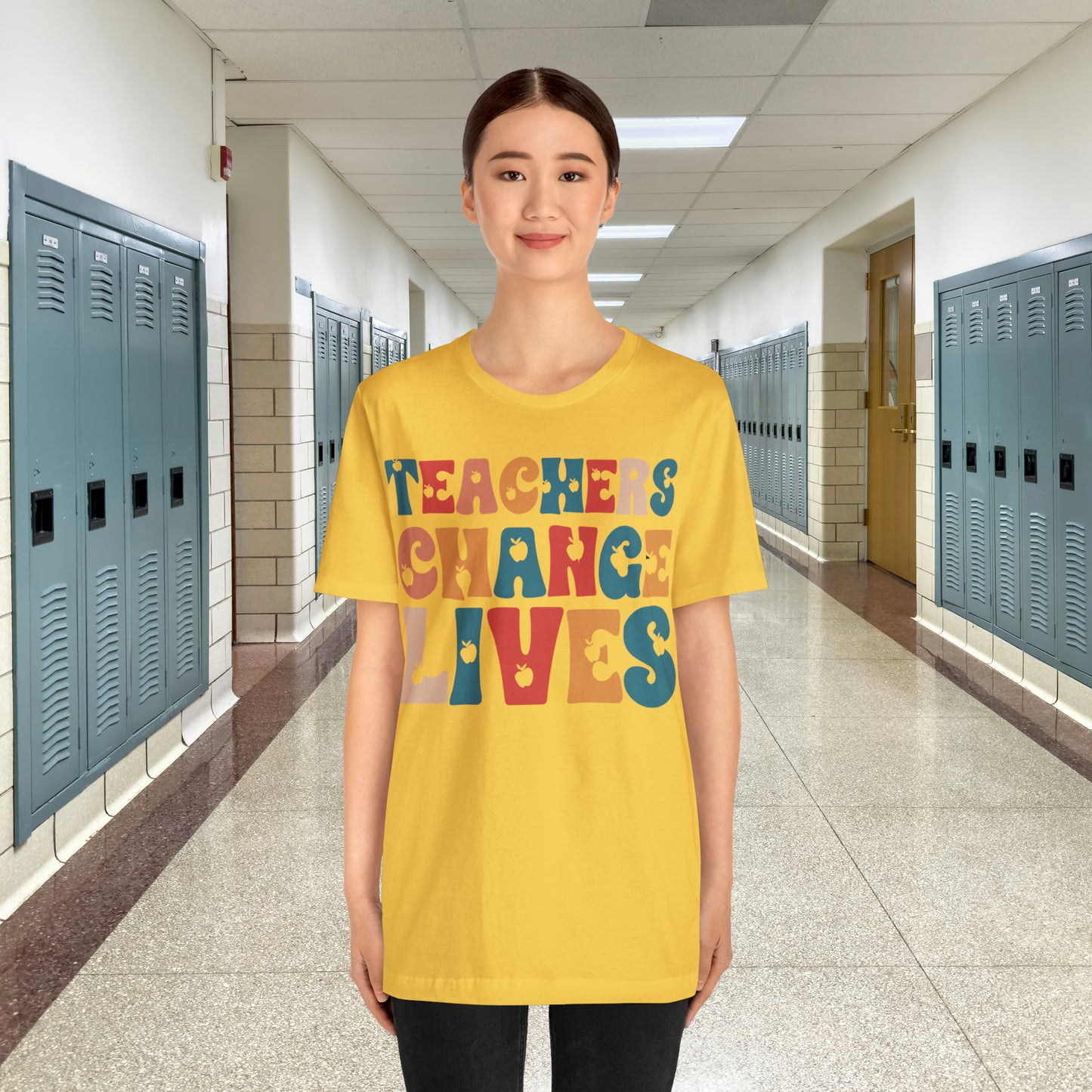 Colorful Teachers Change Lives Back to School Unisex Jersey Short Sleeve Tee Gifts for him, Gifts for Her