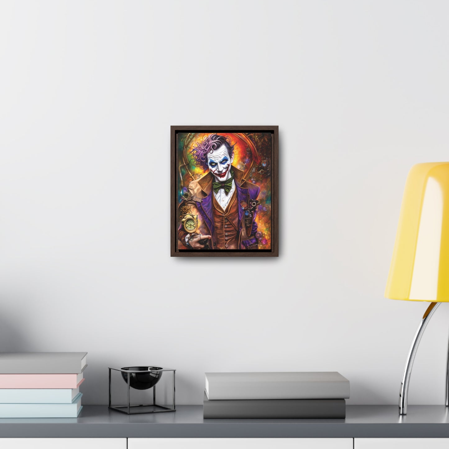 Steampunk-Joker-Hearts-Tribal-Fractal Gallery Canvas Wraps, Vertical Frame