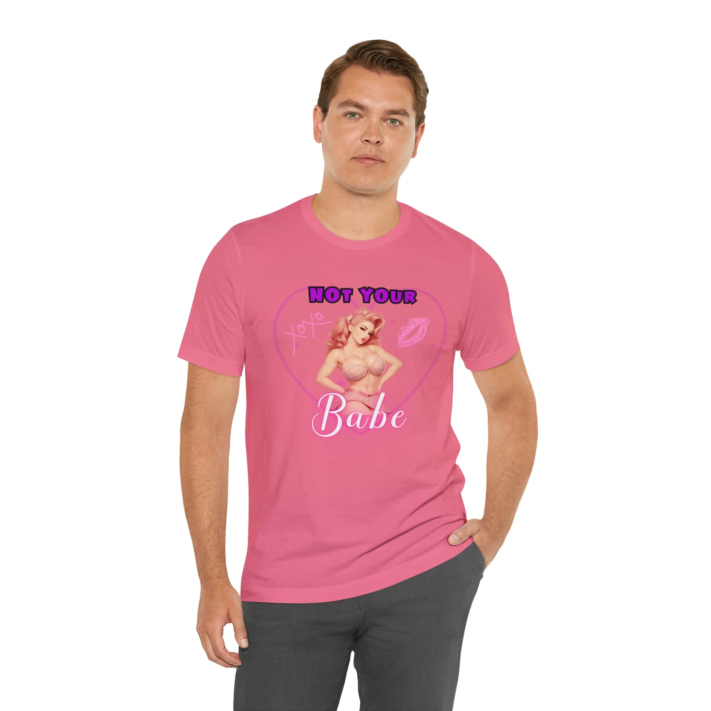 Vintage Pink Pinup Girl "Not Your Babe" on a Bella+Canva 3001 Unisex Jersey T-Shirt - A Must-Have Gift for her