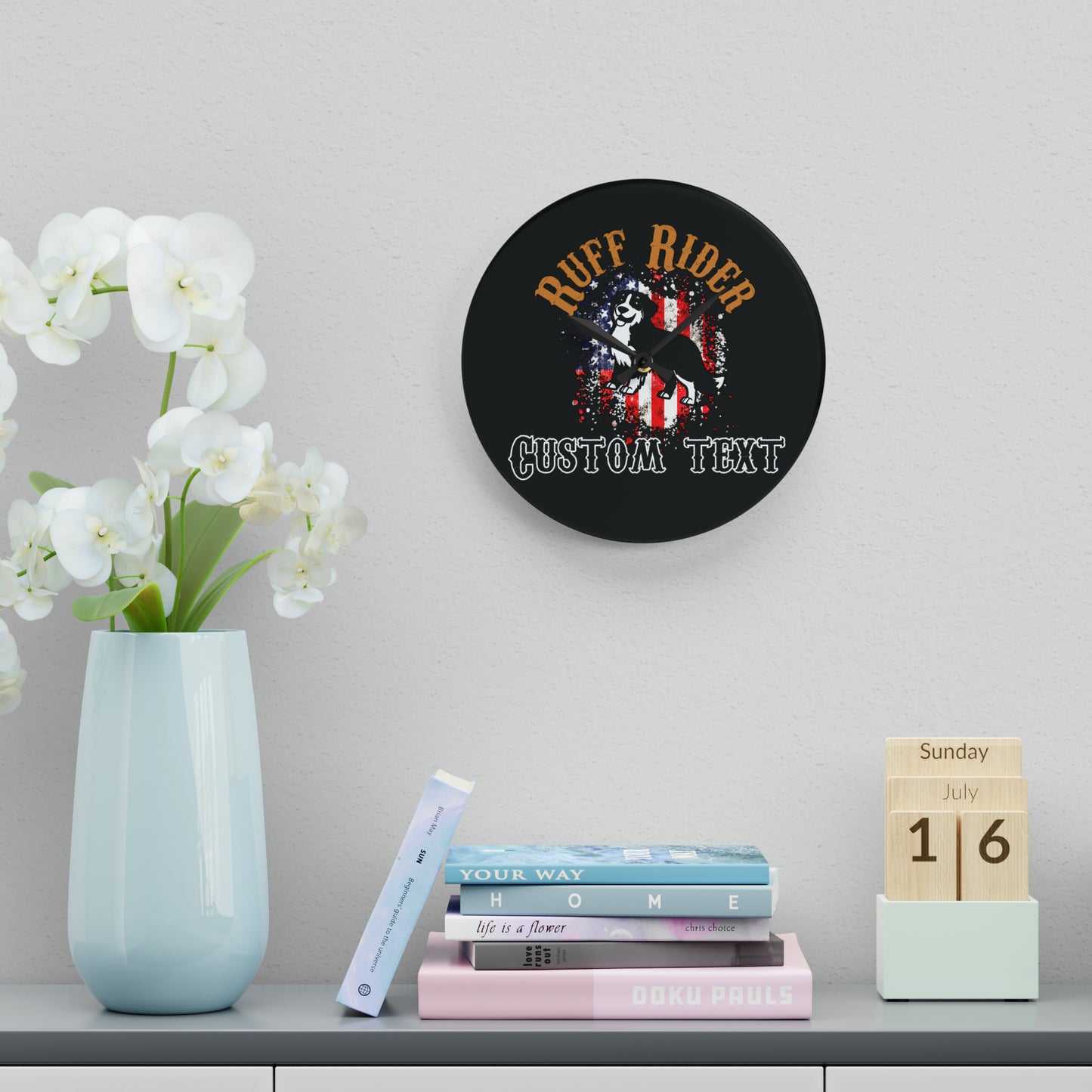 Ruff Rider "Custom Name" Acrylic Wall Clock