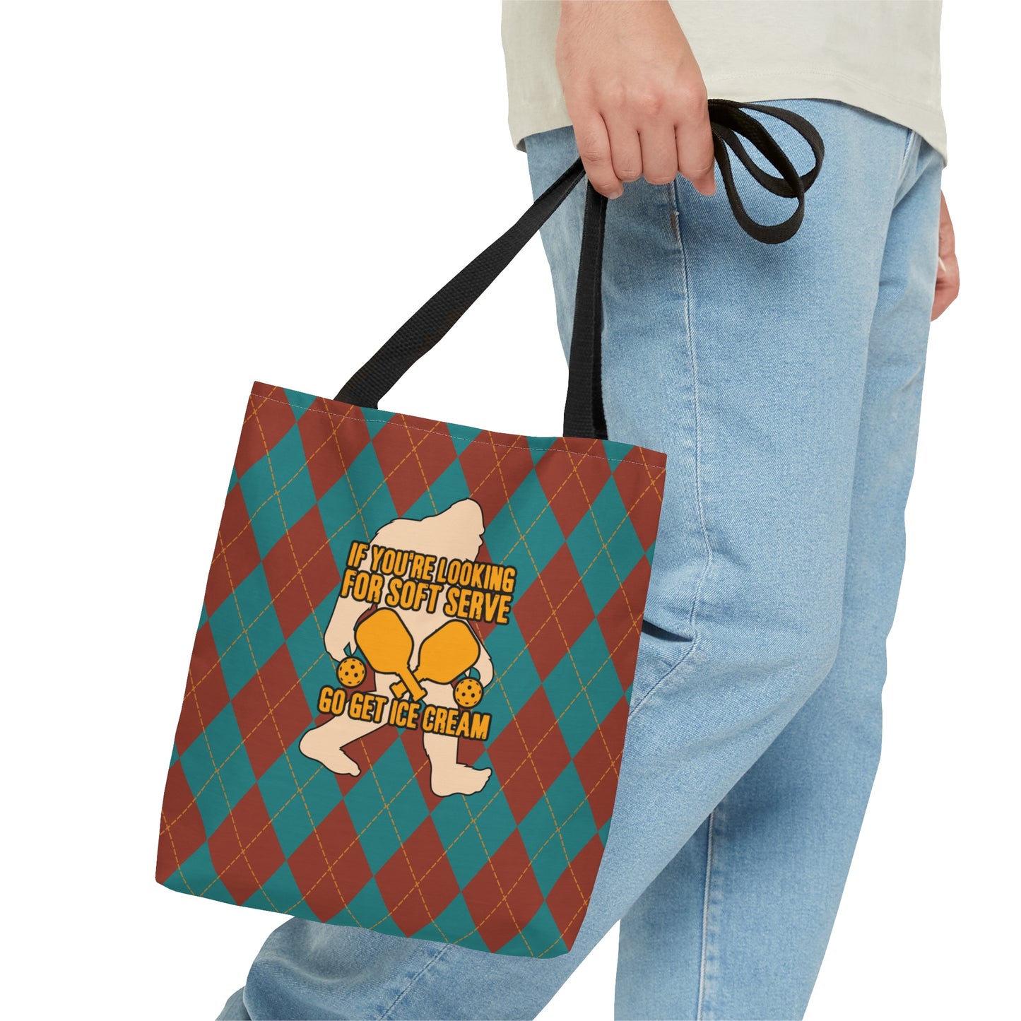 Vintage Rhombus Bigfoot Pickleball AOP Tote Bag - Tote Your Style with a Twist of Humor!