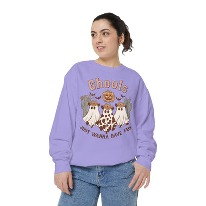 Ghouls Just Wanna Have Fun Western Halloween Unisex Garment-Dyed Sweatshirt
