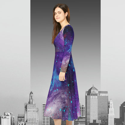 Outer Space Out of this World Women's Long Sleeve Dance Dress (AOP)