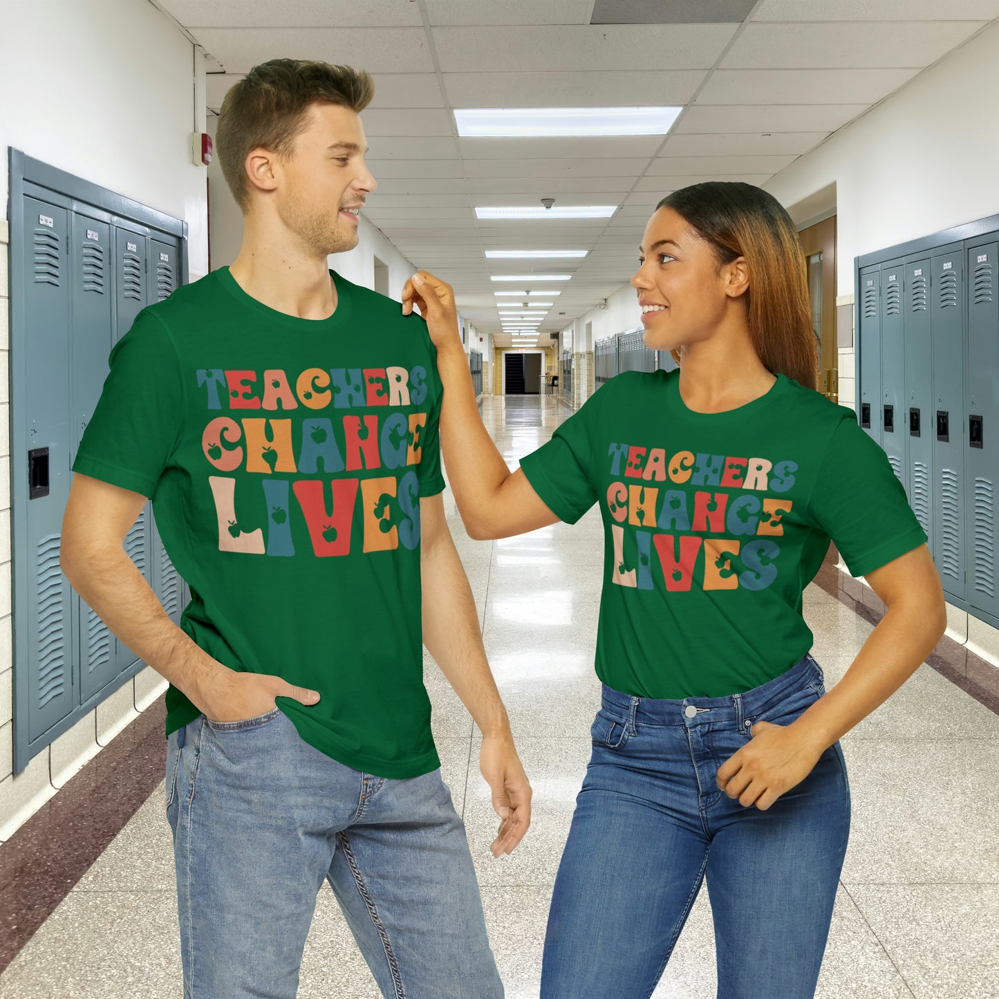 Colorful Teachers Change Lives Back to School Unisex Jersey Short Sleeve Tee Gifts for him, Gifts for Her