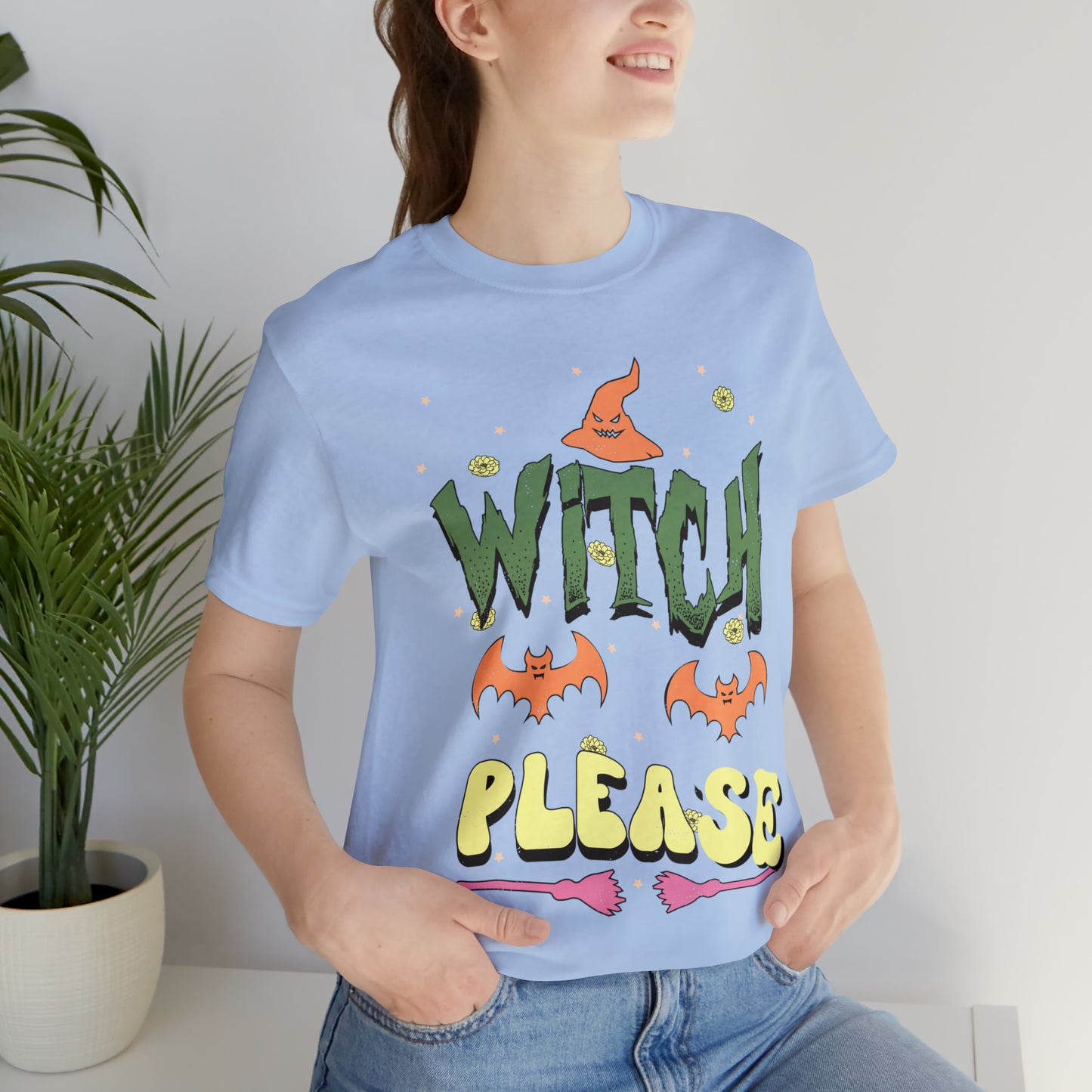 Witch Please Retro Groovy Halloween Unisex Jersey Short Sleeve Tee Gifts for Her Gifts for him