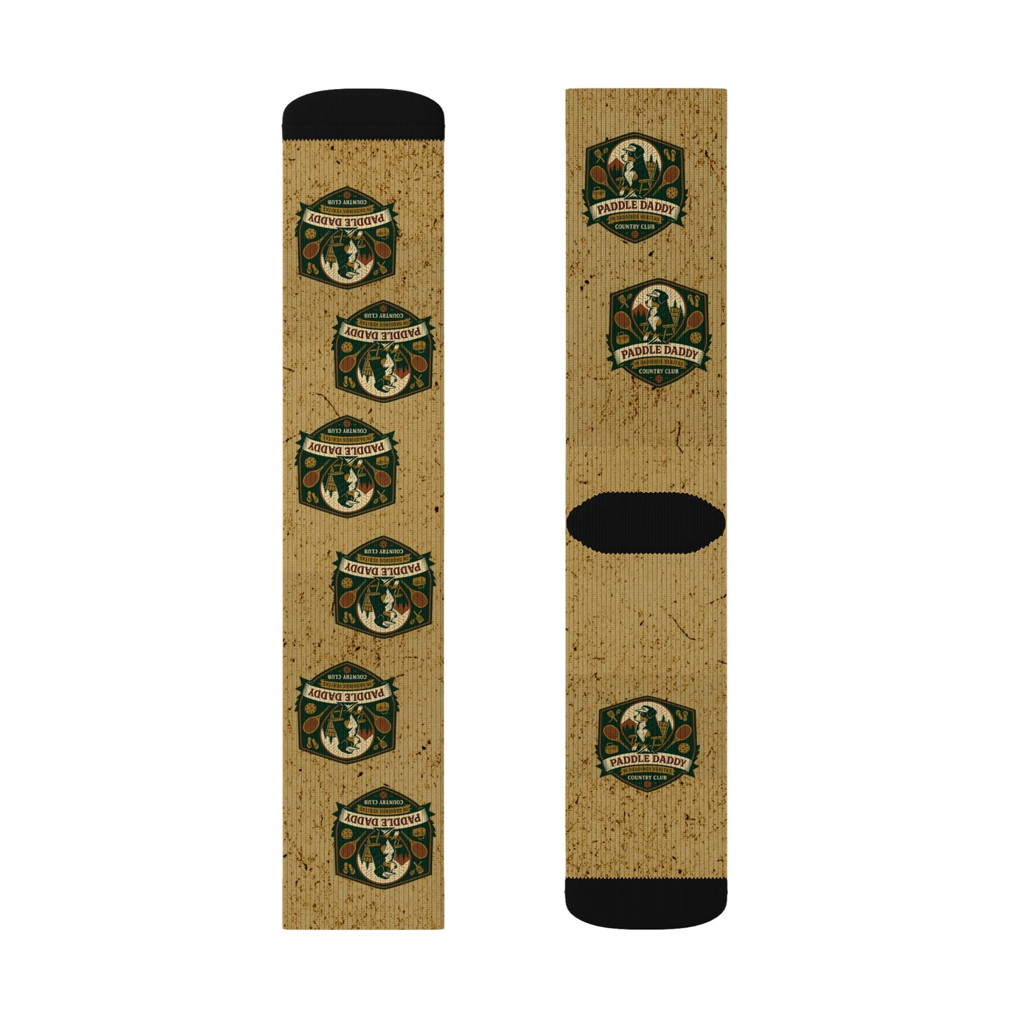 Paddle Daddy Country Club Socks – Chloe-Stamped Lore for Your Feet Rustic Camp-Themed Sublimation Socks, Cozy Adventure Gift, Hiking Accessories, Camping Gear, Unique Sock Design