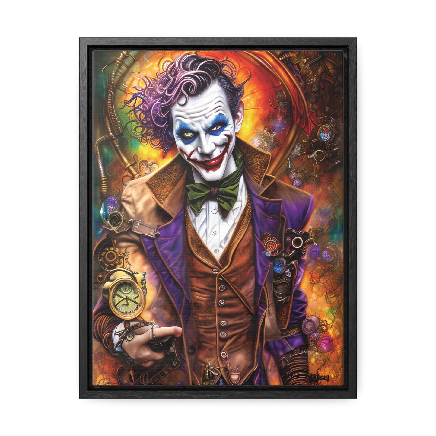 Steampunk-Joker-Hearts-Tribal-Fractal Gallery Canvas Wraps, Vertical Frame