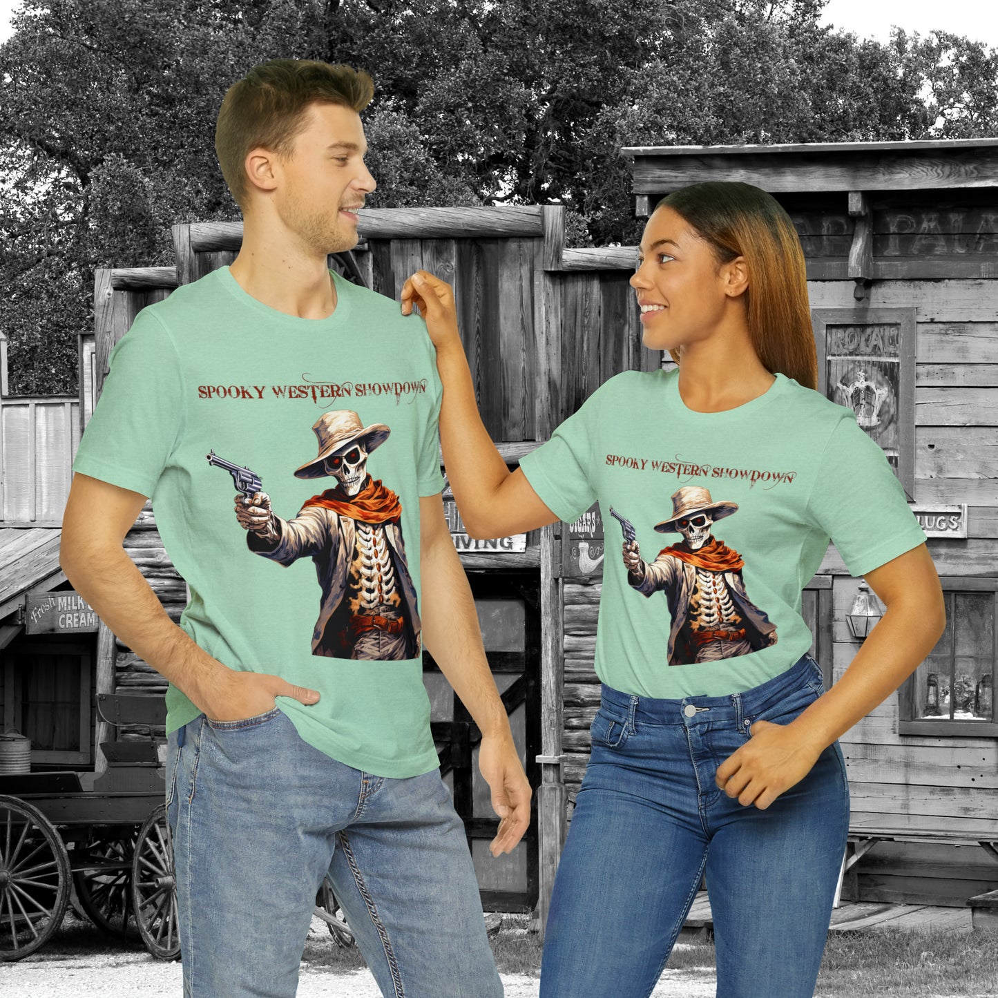 Spooky Western Showdown Western Halloween Unisex Jersey Short Sleeve Tee Gifts For Her Gifts For Him