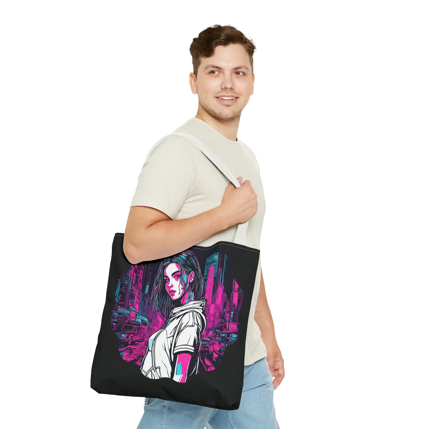 Cyberpunk Chic AOP Tote Bag