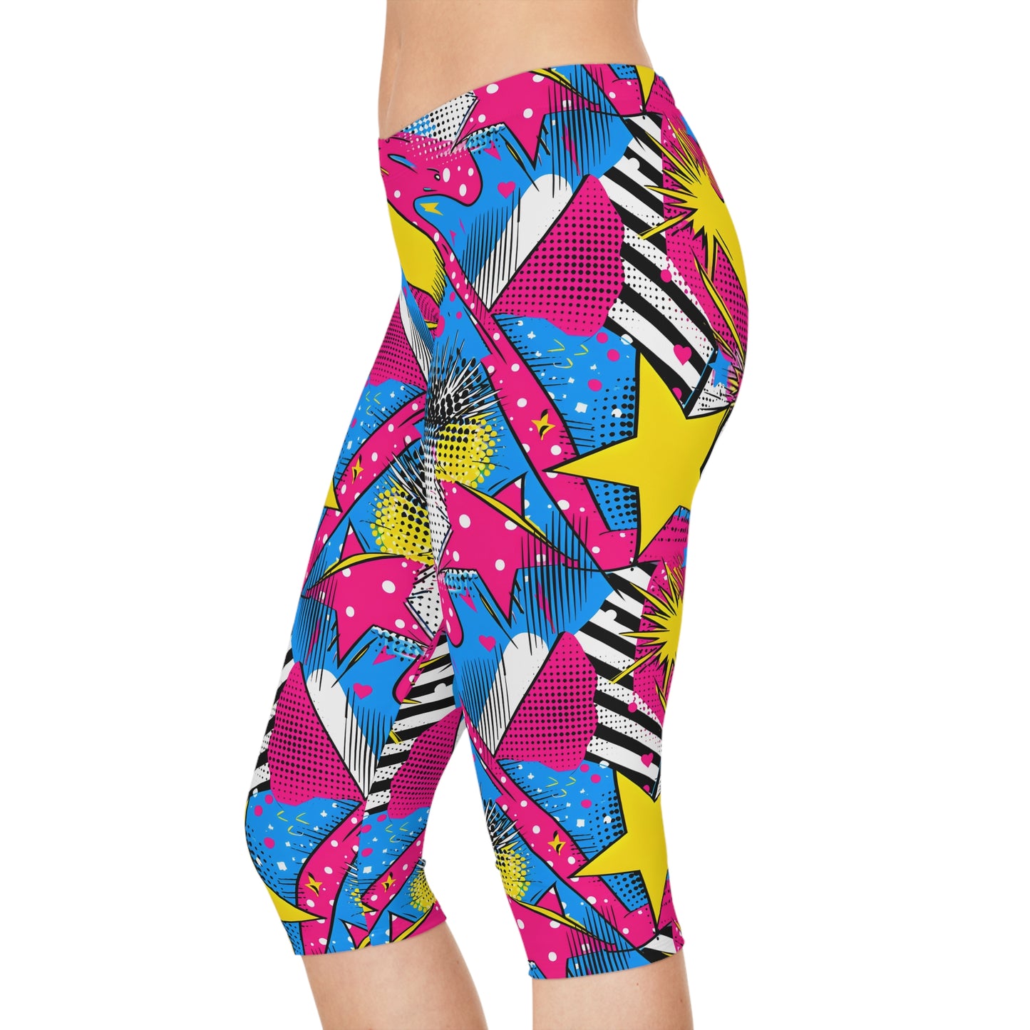 🌟 Abstract Pop Art Capri Leggings: A Fusion of Style and Comfort! Women's Capri Leggings (AOP)