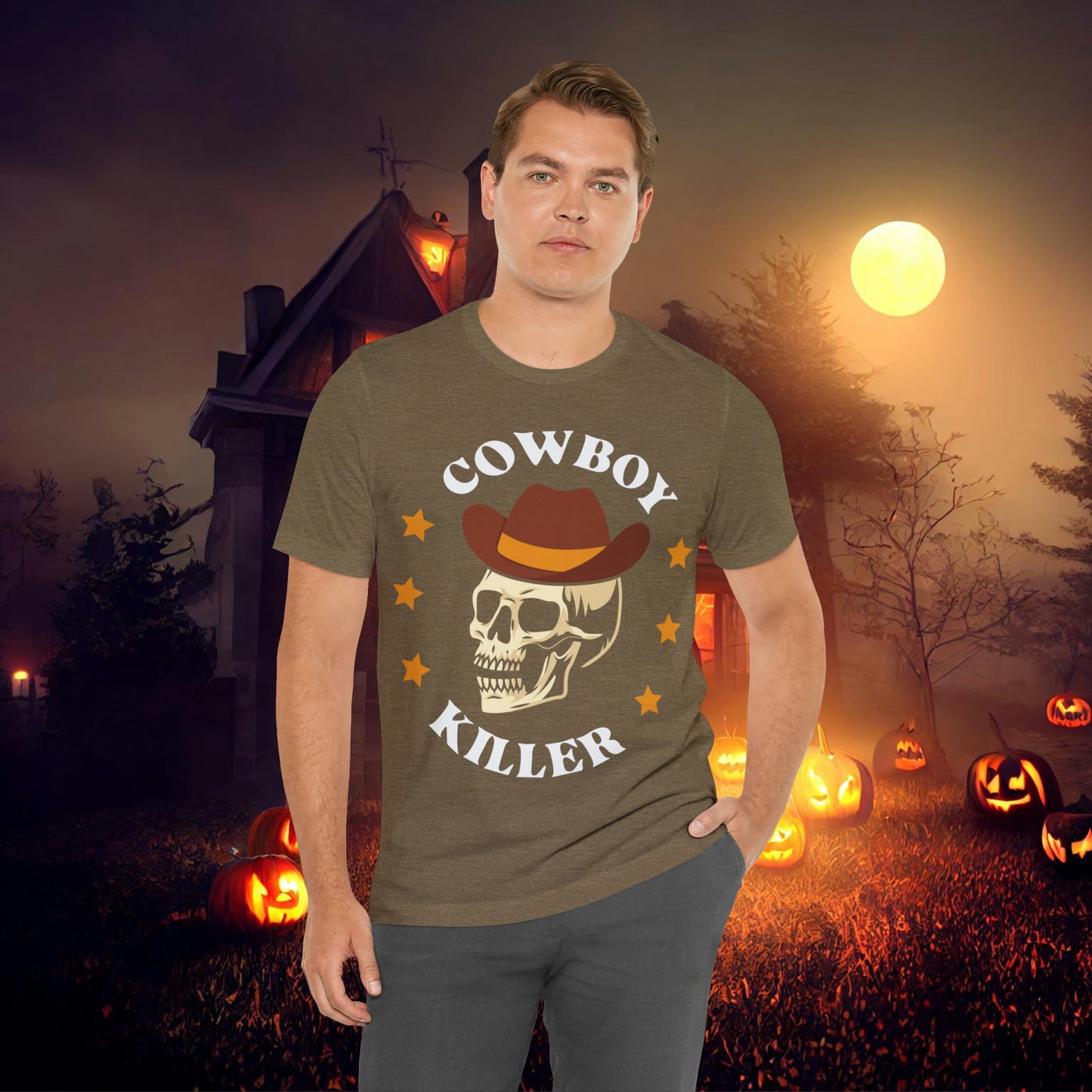 Cowboy Killer Retro Halloween Unisex Jersey Short Sleeve Tee Gifts for Him Gifts for Her