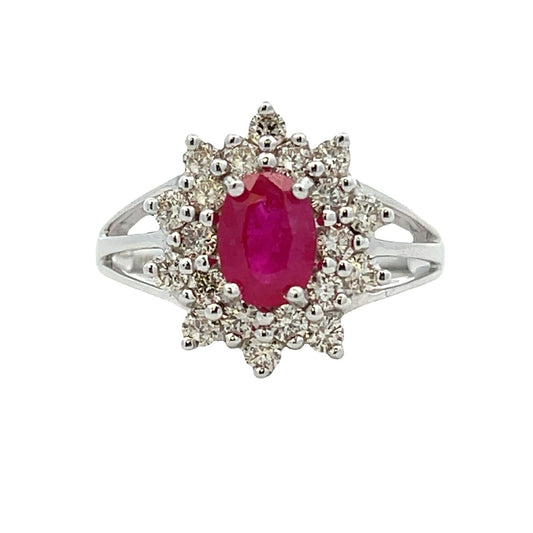 1.65ct Ruby Diamond Ring 14KT White Gold