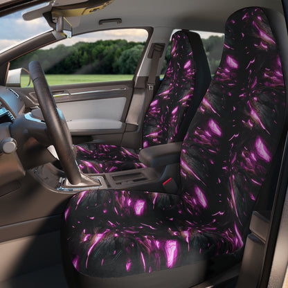 Galaxy Glow Car Seat Covers — Purple Nebula Polyester Front Seat Protector
