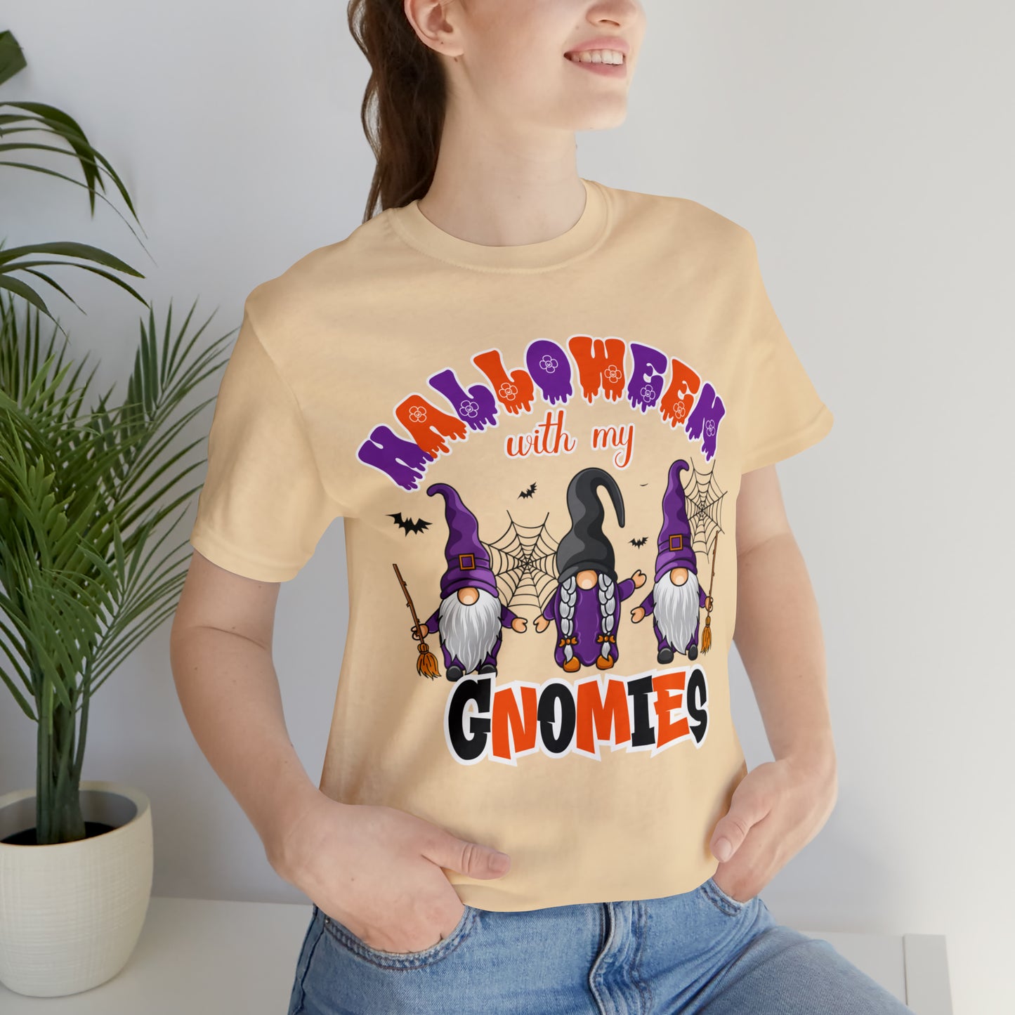 Halloween with my Gnomies Unisex Jersey Short Sleeve Tee Gifts for Him Gifts for Her