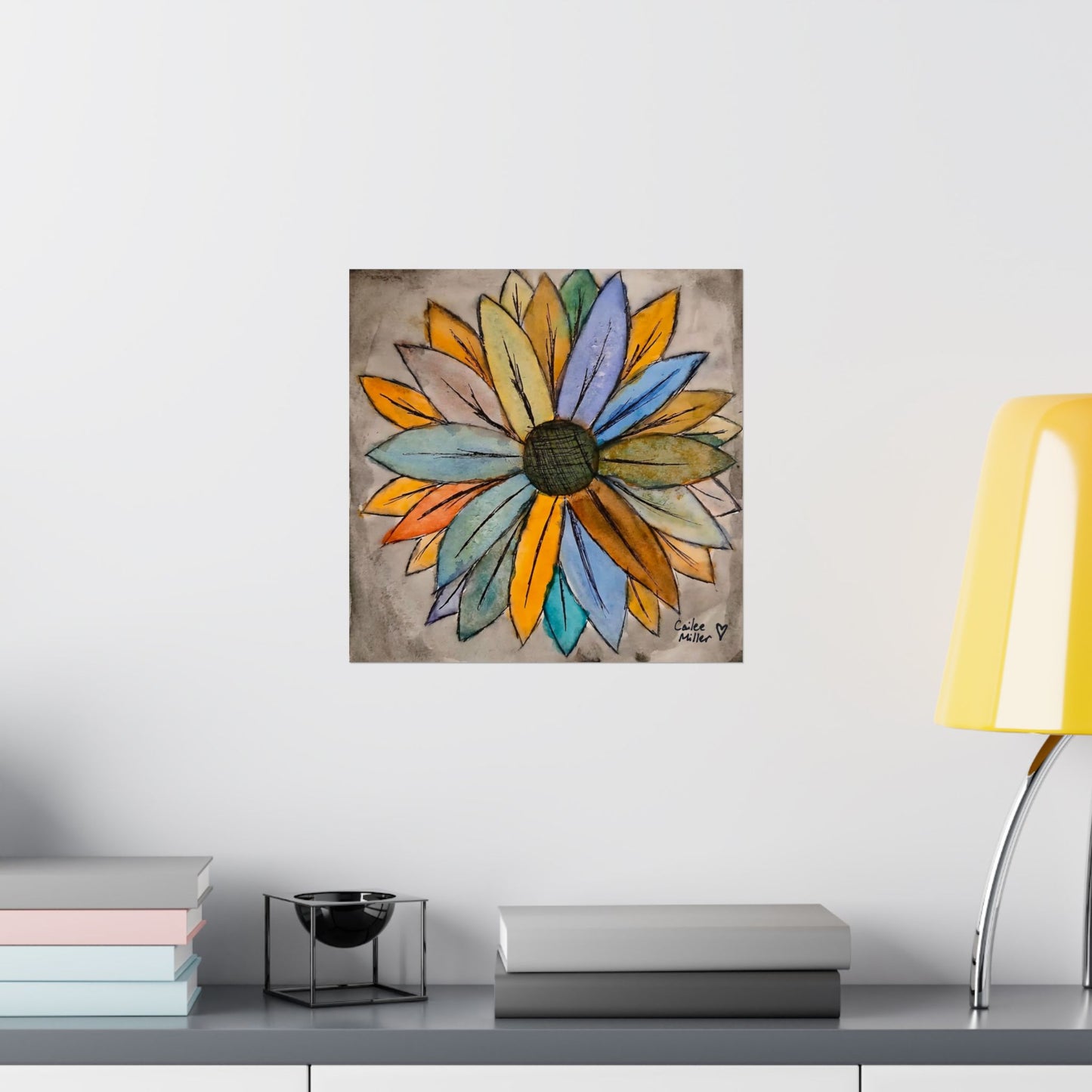 Matte Vertical Poster — Colorful Watercolor Sunflower Art Print from Artist Cailee Miller
