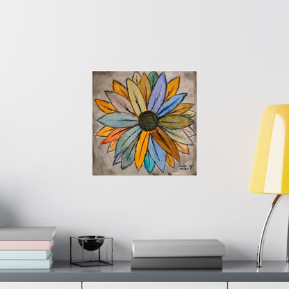 Matte Vertical Poster — Colorful Watercolor Sunflower Art Print from Artist Cailee Miller