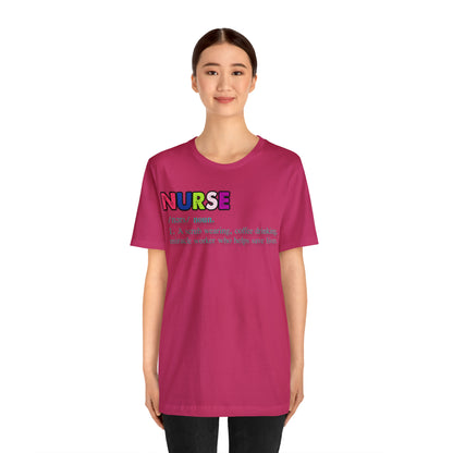 Definition of a Nurse Unisex Jersey Tee Bella+Canvas 3001 Healthcare Gift Medical Students, Soft Fabric, Various Sizes Available