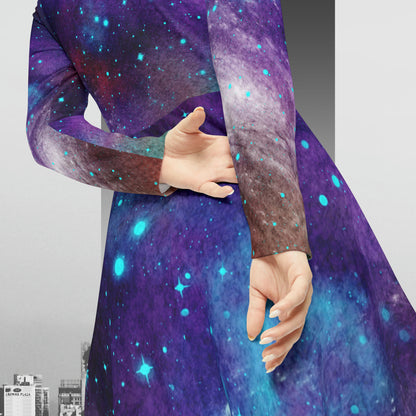 Outer Space Out of this World Women's Long Sleeve Dance Dress (AOP)