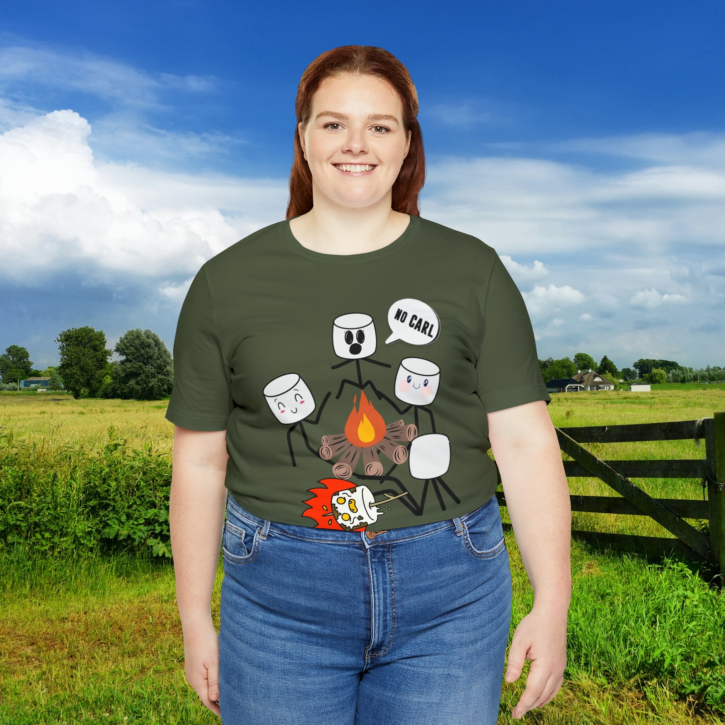 No Carl Marshmallow Campfire funny / Unisex Jersey Short Sleeve Tee