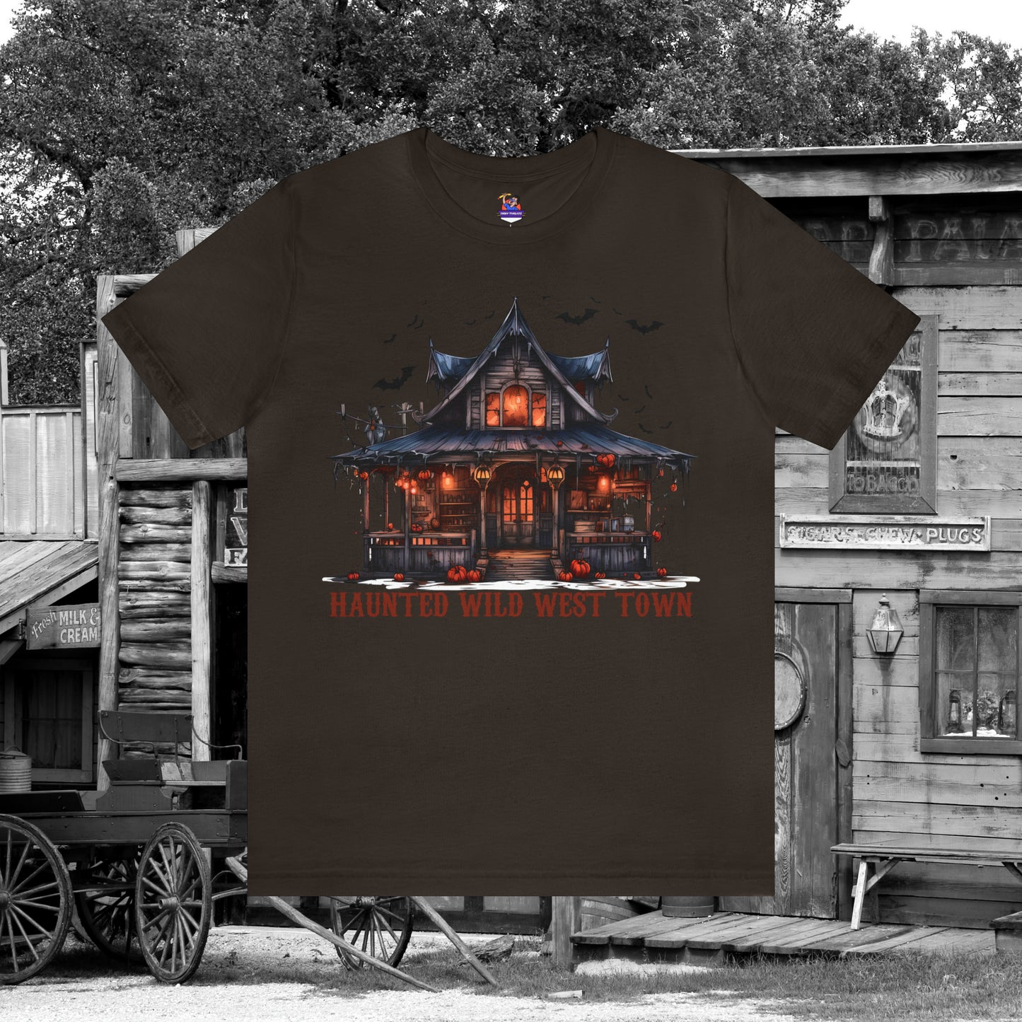 Haunted Wild West Town Halloween Western Unisex Jersey Short Sleeve Tee Gifts for Him Gifts For Her