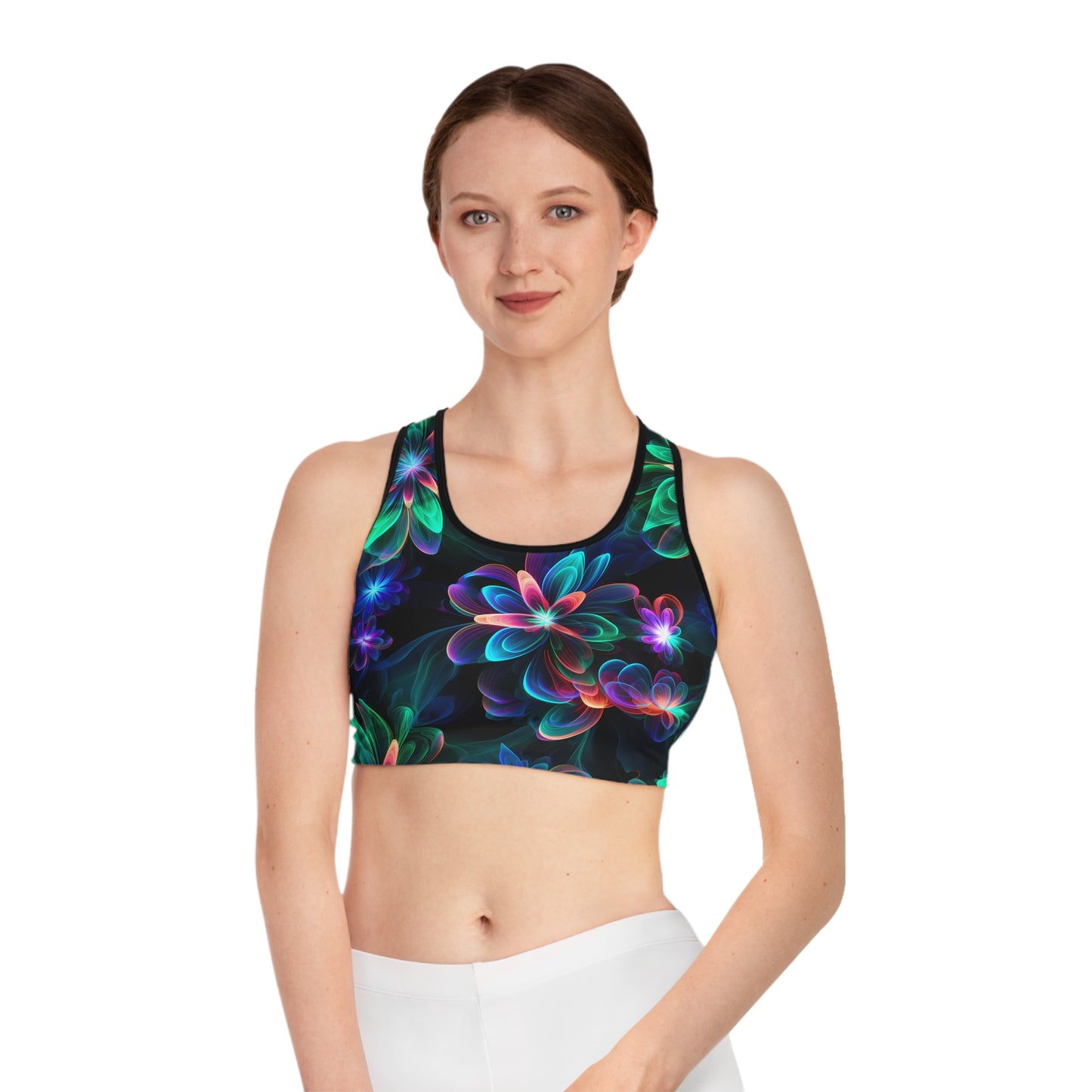 Neon Floral Glow Women's Sports Bra Sports Bra (AOP)