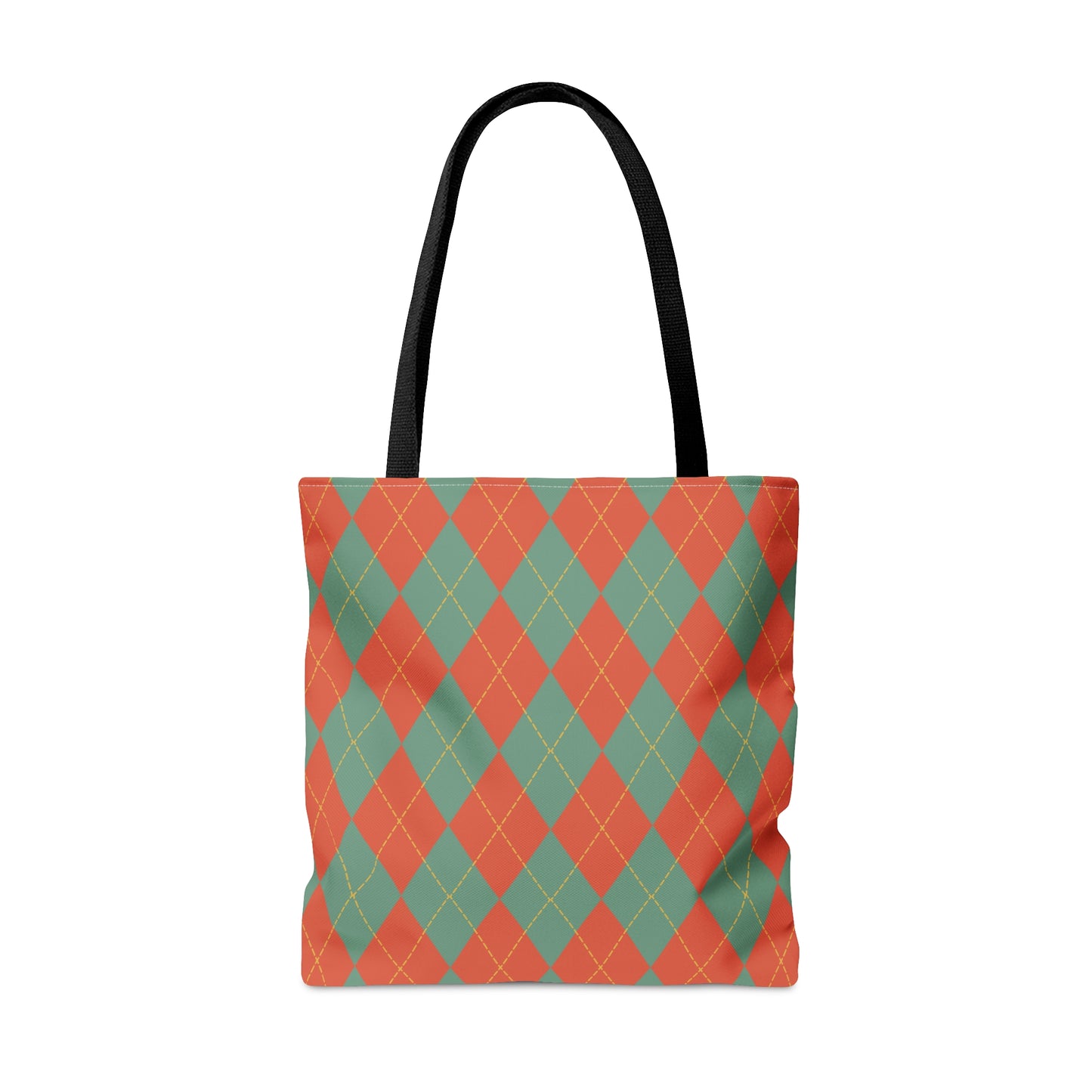 Vintage Green and Orange Rhombus pattern Fall Tote Bag (AOP) - Embrace Autumn's Beauty on the Go