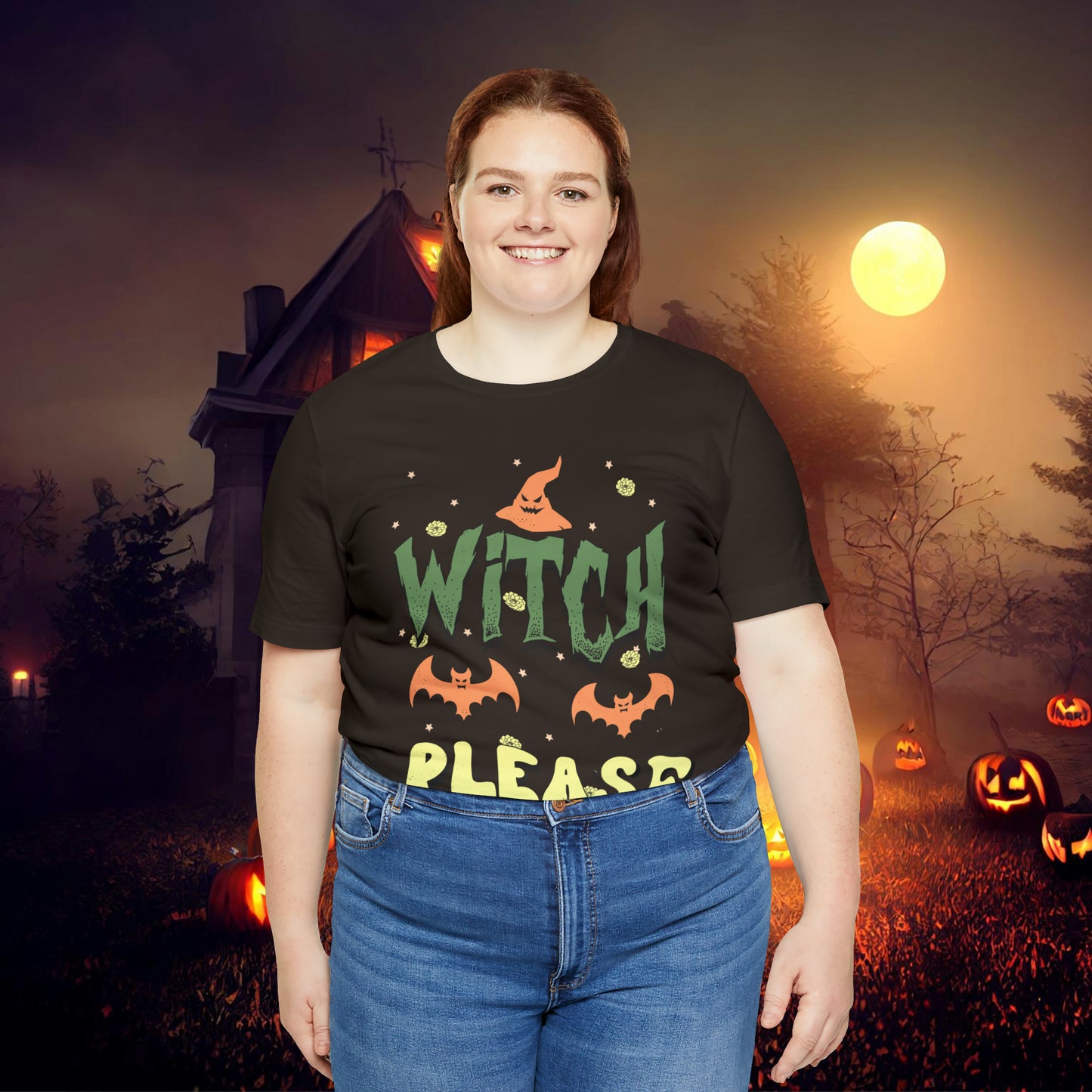 Witch Please Retro Groovy Halloween Unisex Jersey Short Sleeve Tee Gifts for Her Gifts for him