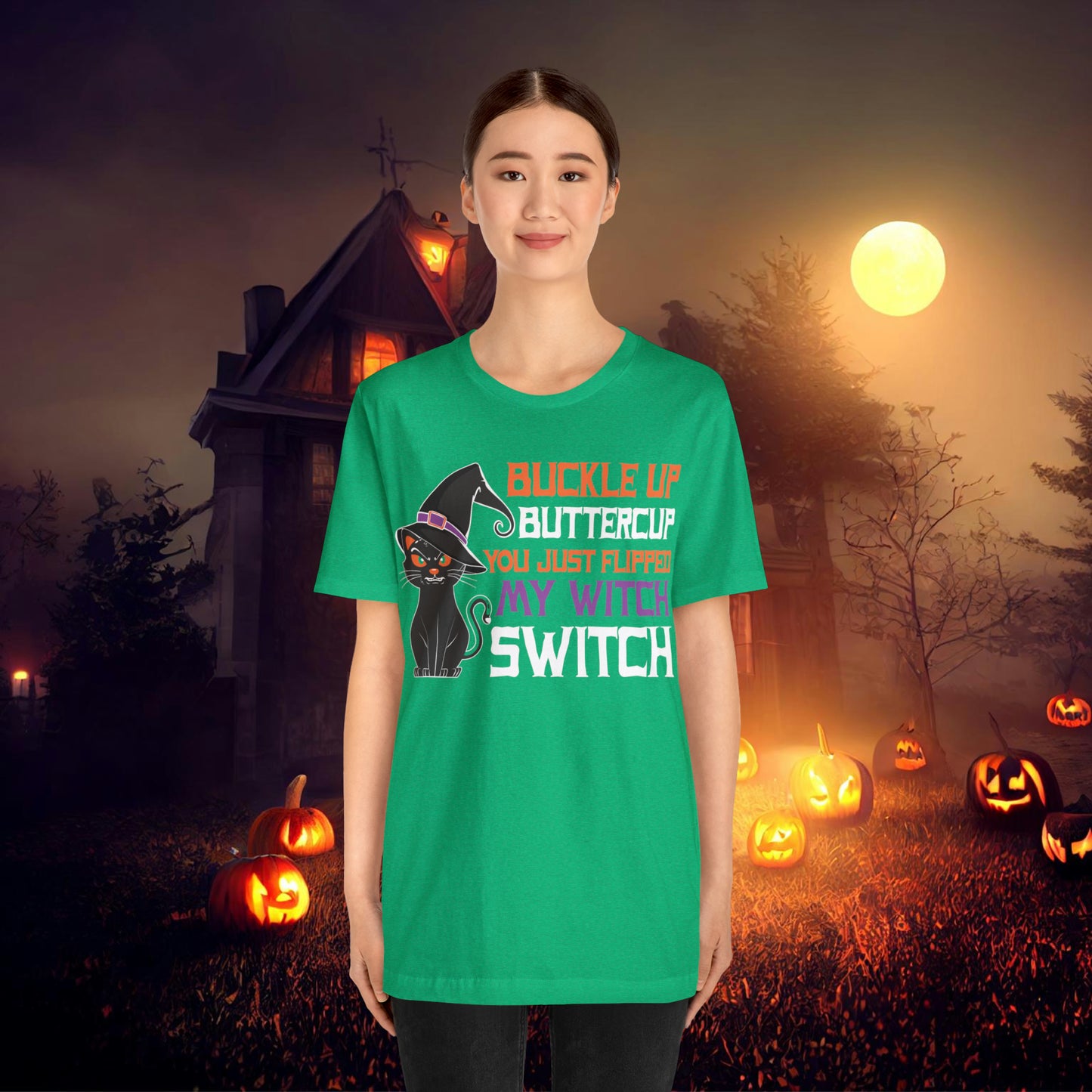 Halloween Buckle up Buttercup you just flipped my Witch Switch Unisex Jersey Short Sleeve Tee Gifts for Her