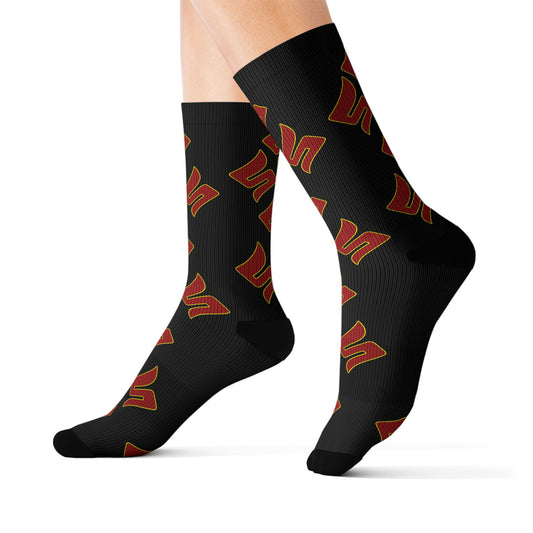 Shuli Network “S” Socks— Bold All-Over Print Crew Socks