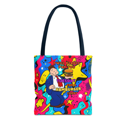 Abstract Comic Pop  AOP Tote Bag featuring Wimpy and his beloved hamburger