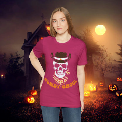 Howdy Ghoul Skeleton Sheriff Retro Halloween Unisex Jersey Short Sleeve Tee Gifts for her