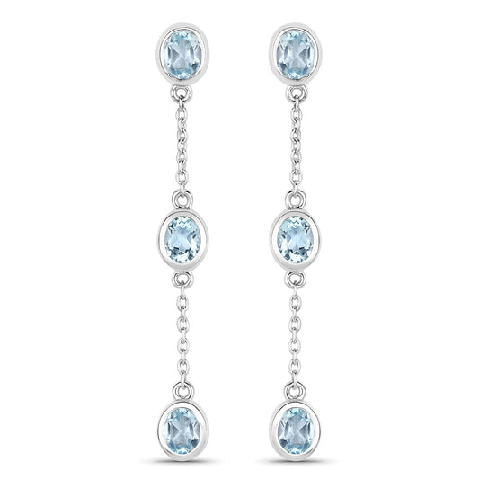 2.16 Carat Genuine Blue Topaz .925 Sterling Silver Earrings