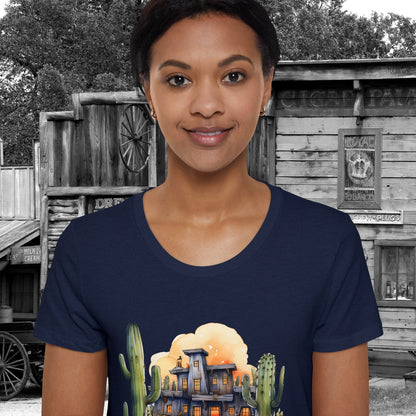 Desert Ghost Town Spooks Western Halloween Women's Organic Short Sleeve T-Shirt Gifts for Her