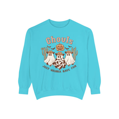 Ghouls Just Wanna Have Fun Western Halloween Unisex Garment-Dyed Sweatshirt