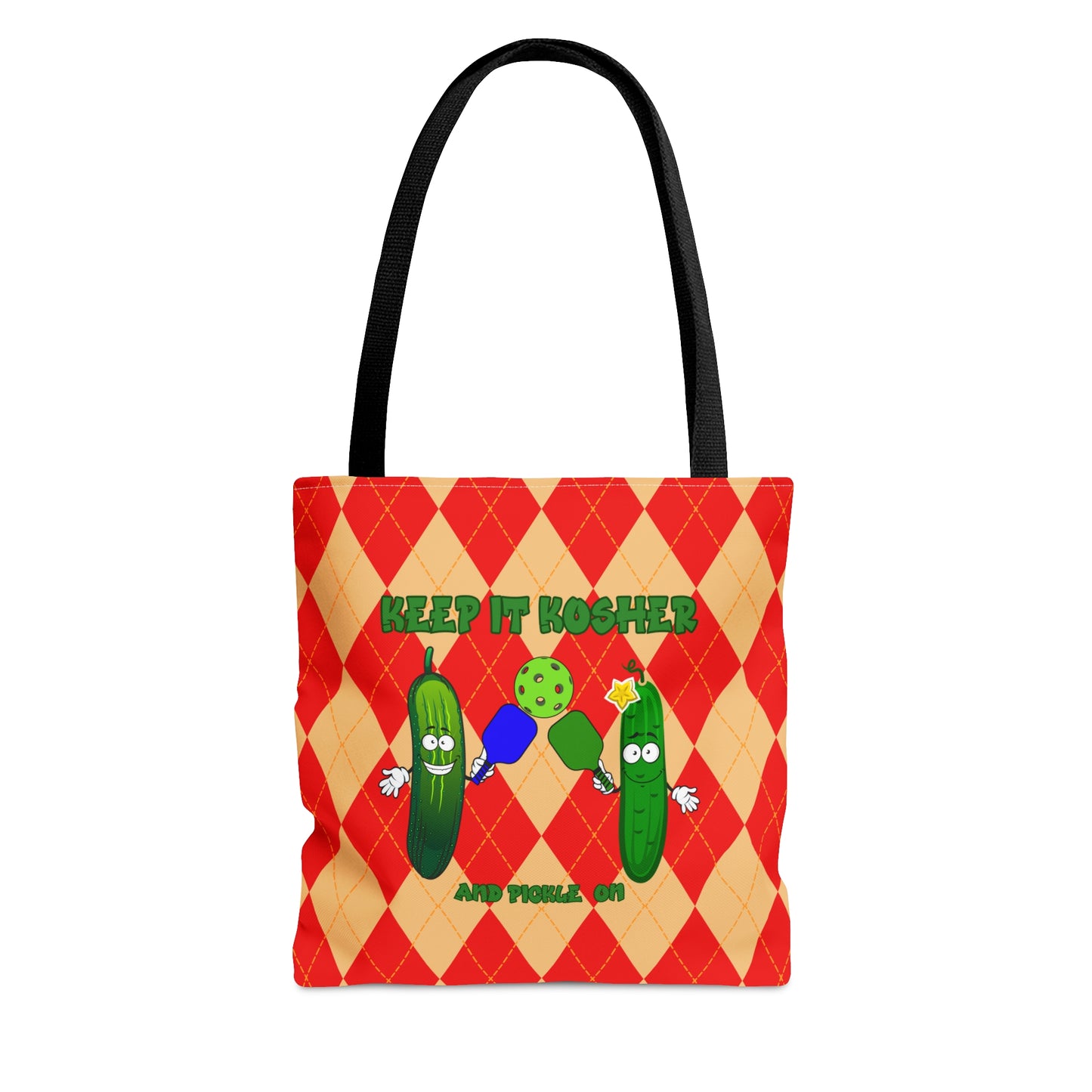 Vintage Rhombus Pickles Pickleball AOP Tote Bag - Keep it Kosher and Pickle ON in Style!