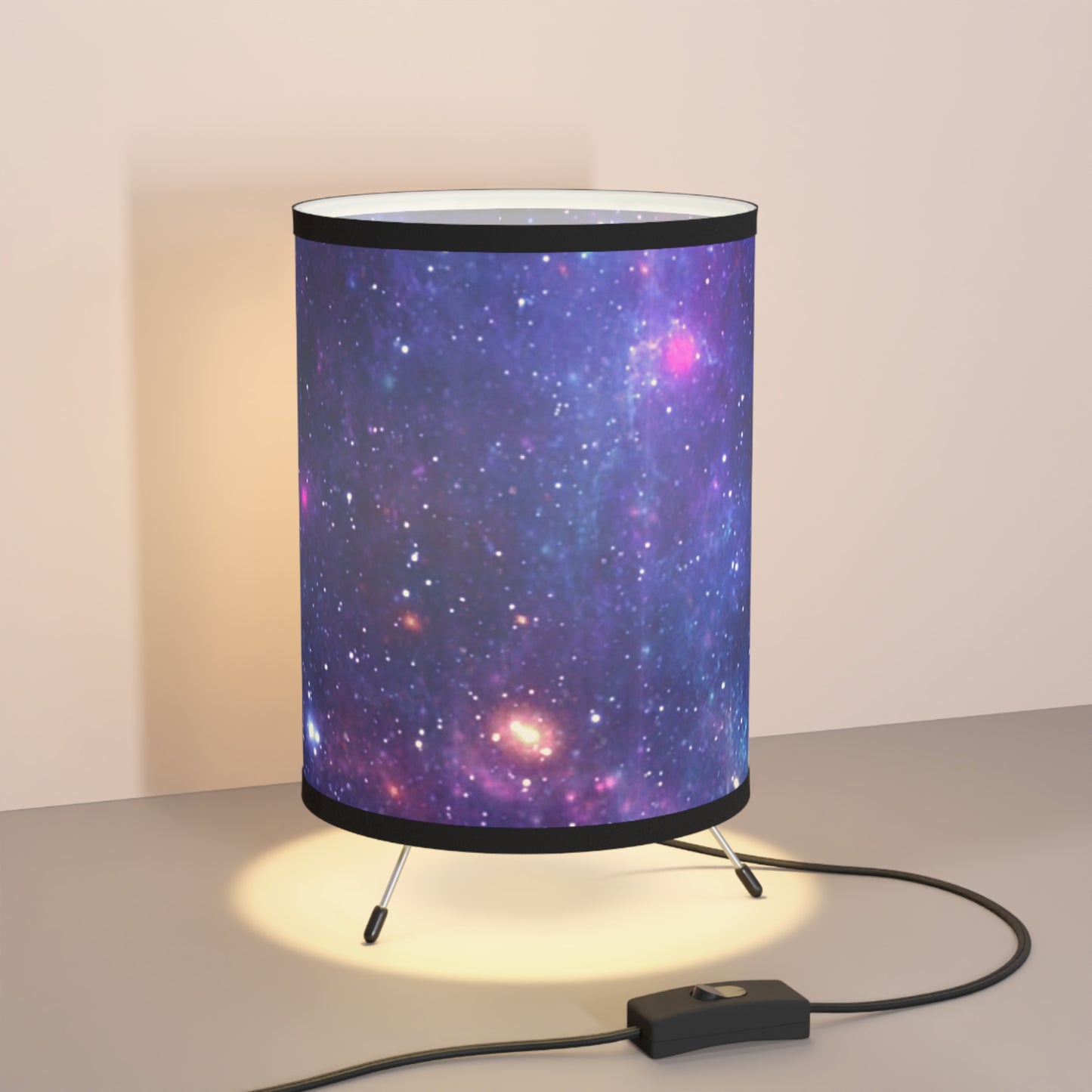 Purple Beyond the Stars Outer Space Out of this World Tripod Lamp with High-Res Printed Shade, USCA plug