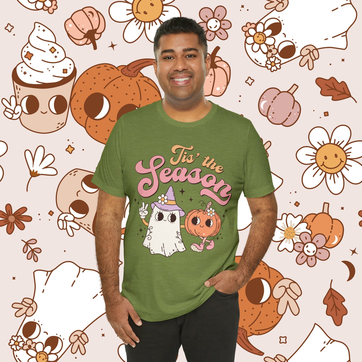 Tis The Season Retro Groovy Halloween Unisex Jersey Short Sleeve Tee GIfts for Him Gifts for Her