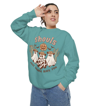 Ghouls Just Wanna Have Fun Western Halloween Unisex Garment-Dyed Sweatshirt
