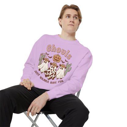 Ghouls Just Wanna Have Fun Western Halloween Unisex Garment-Dyed Sweatshirt