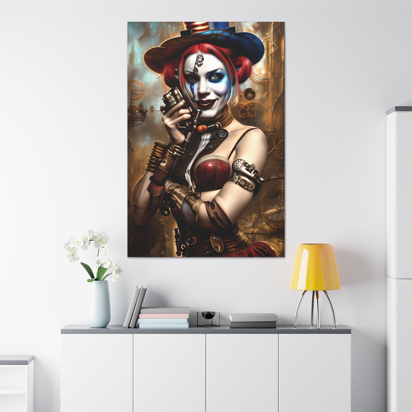 Hyper Realistic Steampunk Harley Quinn Canvas Stretched, 1.5''