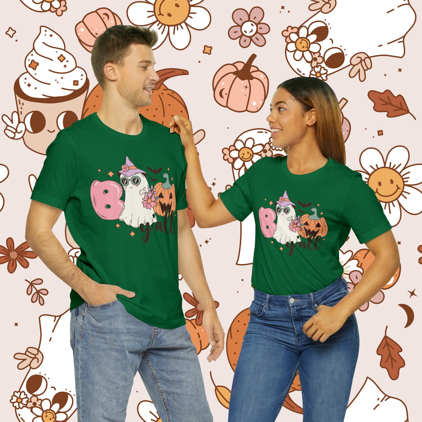 Retro Groovy Boo Y'all Unisex Jersey Short Sleeve Tee Halloween Gifts for Her Gifts for Him