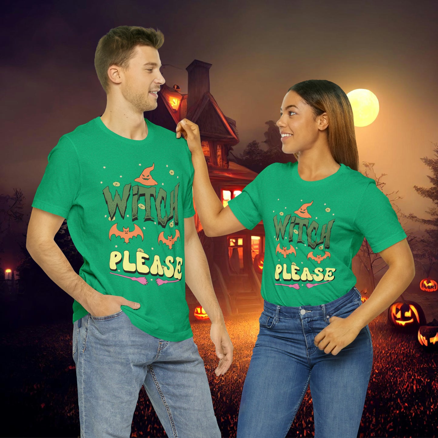 Witch Please Retro Groovy Halloween Unisex Jersey Short Sleeve Tee Gifts for Her Gifts for him