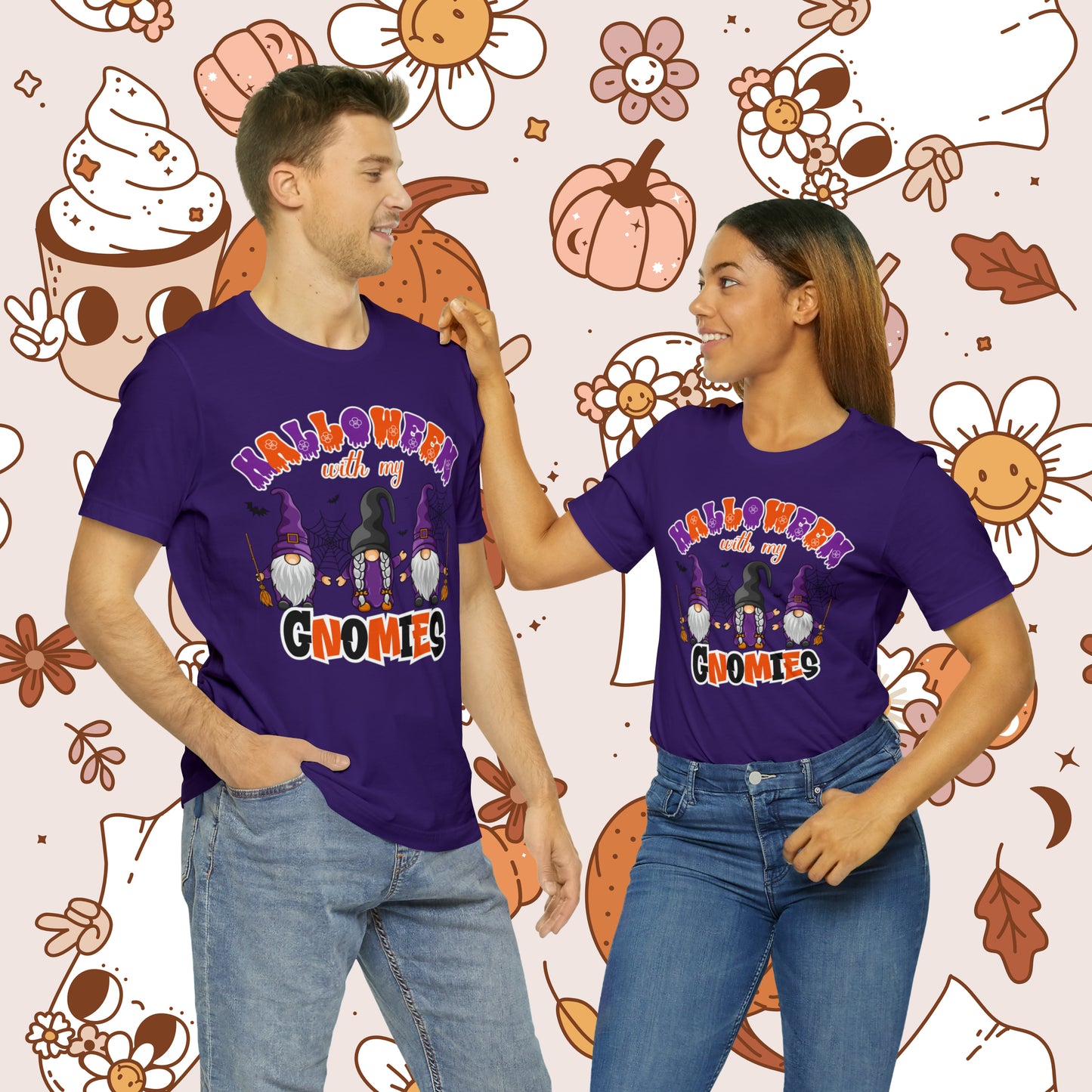 Halloween with my Gnomies Unisex Jersey Short Sleeve Tee Gifts for Him Gifts for Her