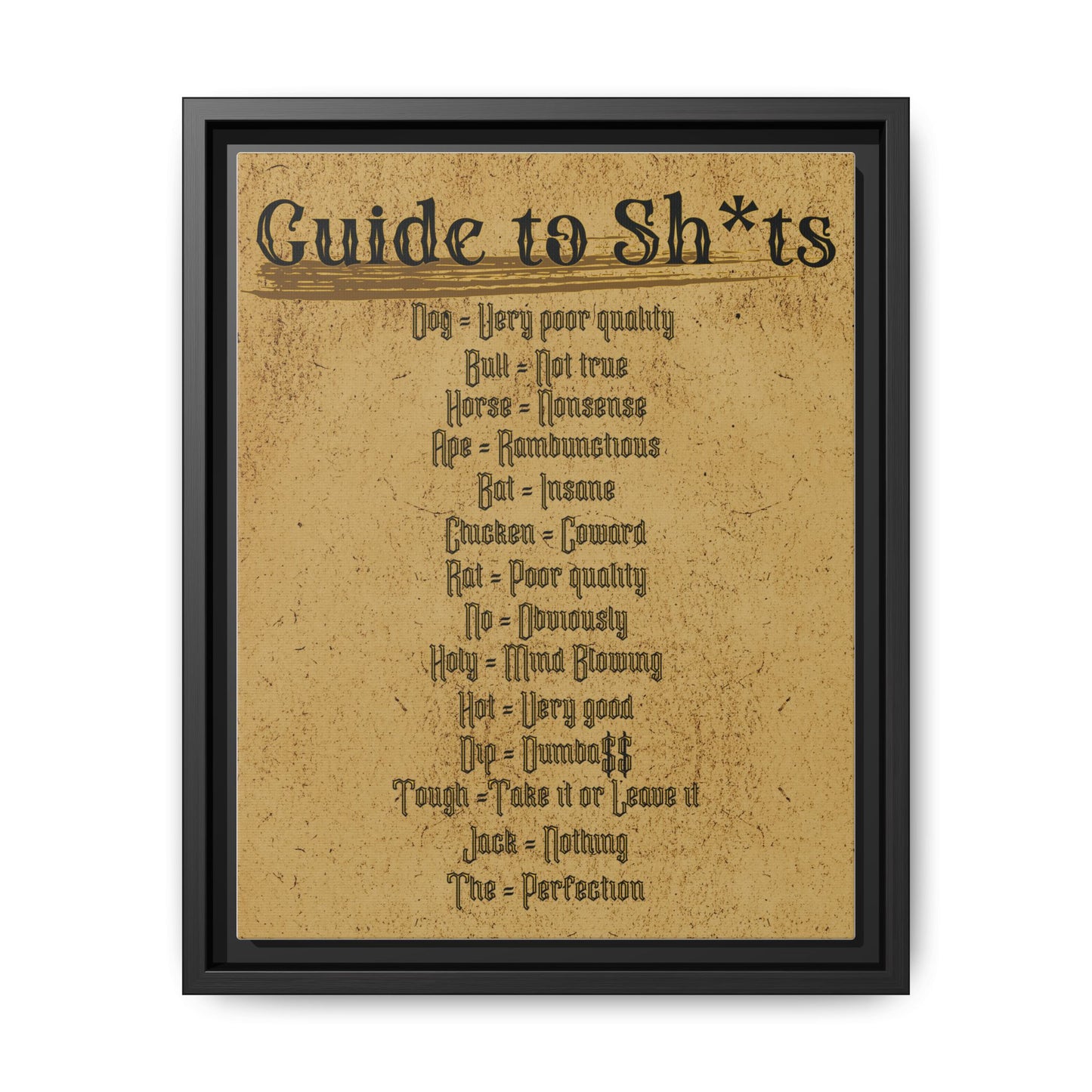 Guide to Sh*ts Framed Wall Art Print, Humorous Decor, Office Wall Art, Gift for Friends, Humor, Unique Housewarming Gift