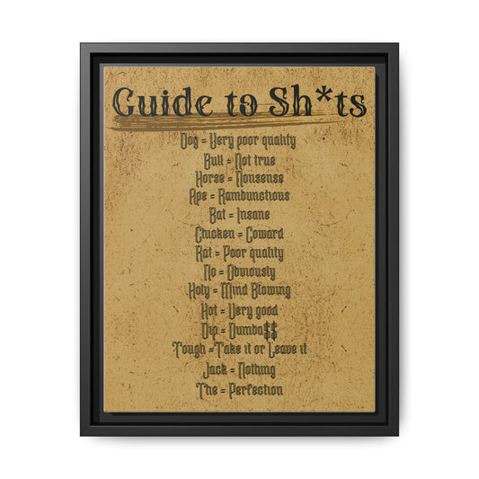 Guide to Sh*ts Framed Wall Art Print, Humorous Decor, Office Wall Art, Gift for Friends, Humor, Unique Housewarming Gift